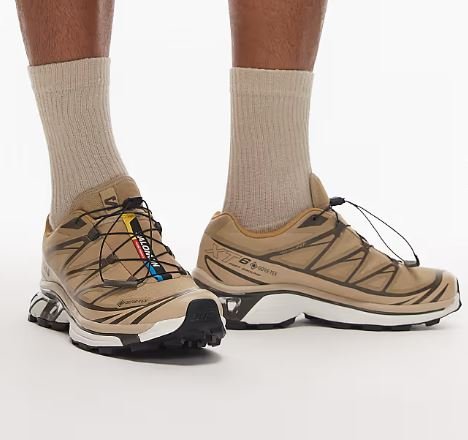 Baskets Salomon XT-6 GTX, coloris safari et marron